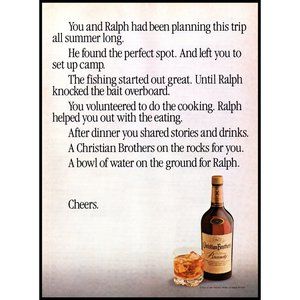 1984 Christian Brothers California Brandy Vintage Print Ad Bar Wall Art Decor